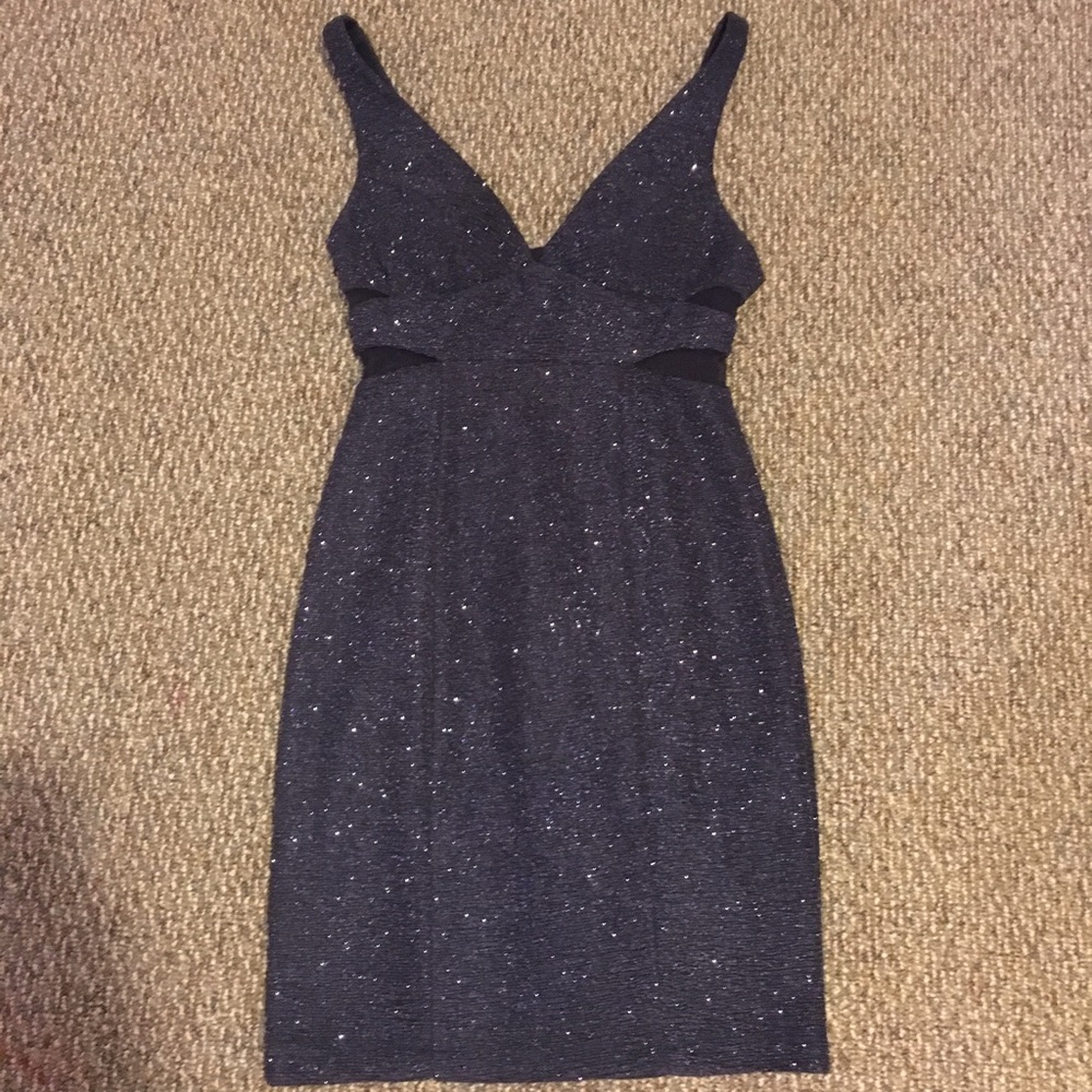Sparkly Navy Formal Dress w Mesh Cutouts